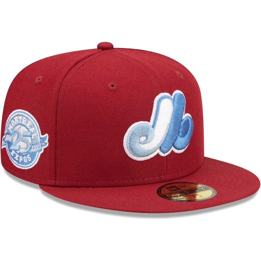 Kapelusz New Era Montreal Expos Cardinal 59FIFTY Fitted – rozmiar 7 1/2 (niebieski UV)
