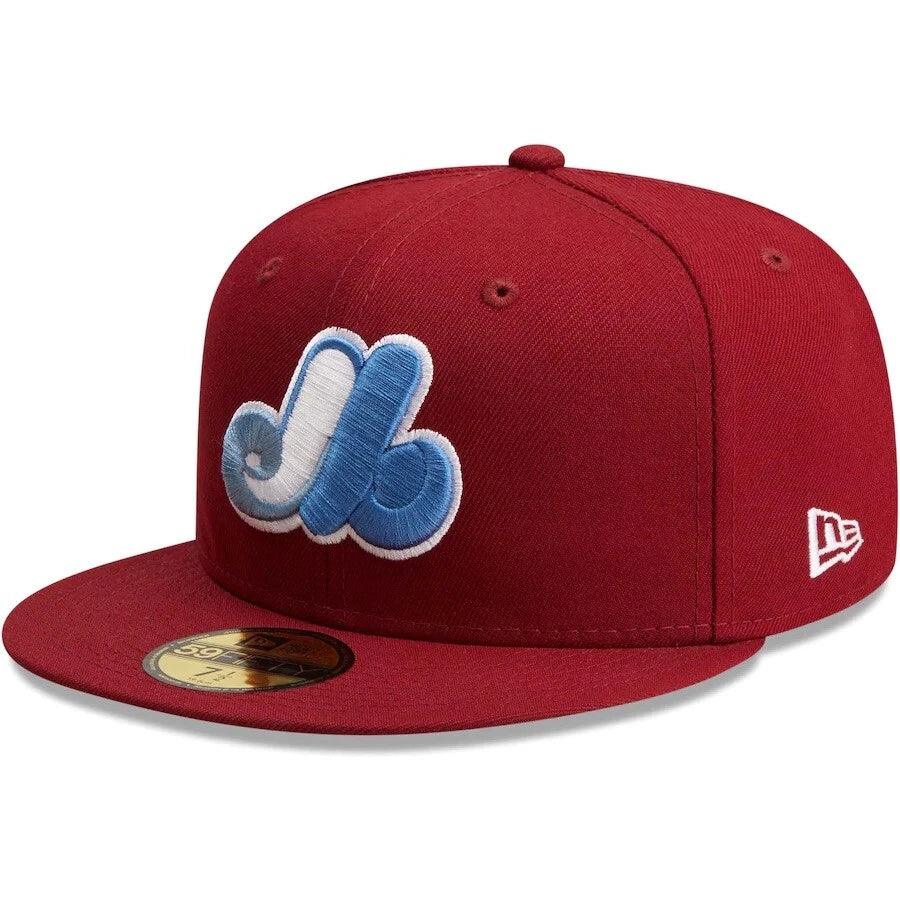Kapelusz New Era Montreal Expos Cardinal 59FIFTY Fitted – rozmiar 7 1/2 (niebieski UV)